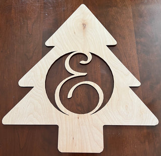 Custom Christmas Tree Door Hanger with Monogram