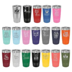 Custom Logo Tumbler, 20 oz Polar Camel Tumbler with Slider Lid - Stainless Steel Insulated Tumbler for Hot and Cold Drinks - OnEdge Laser Creations LLC