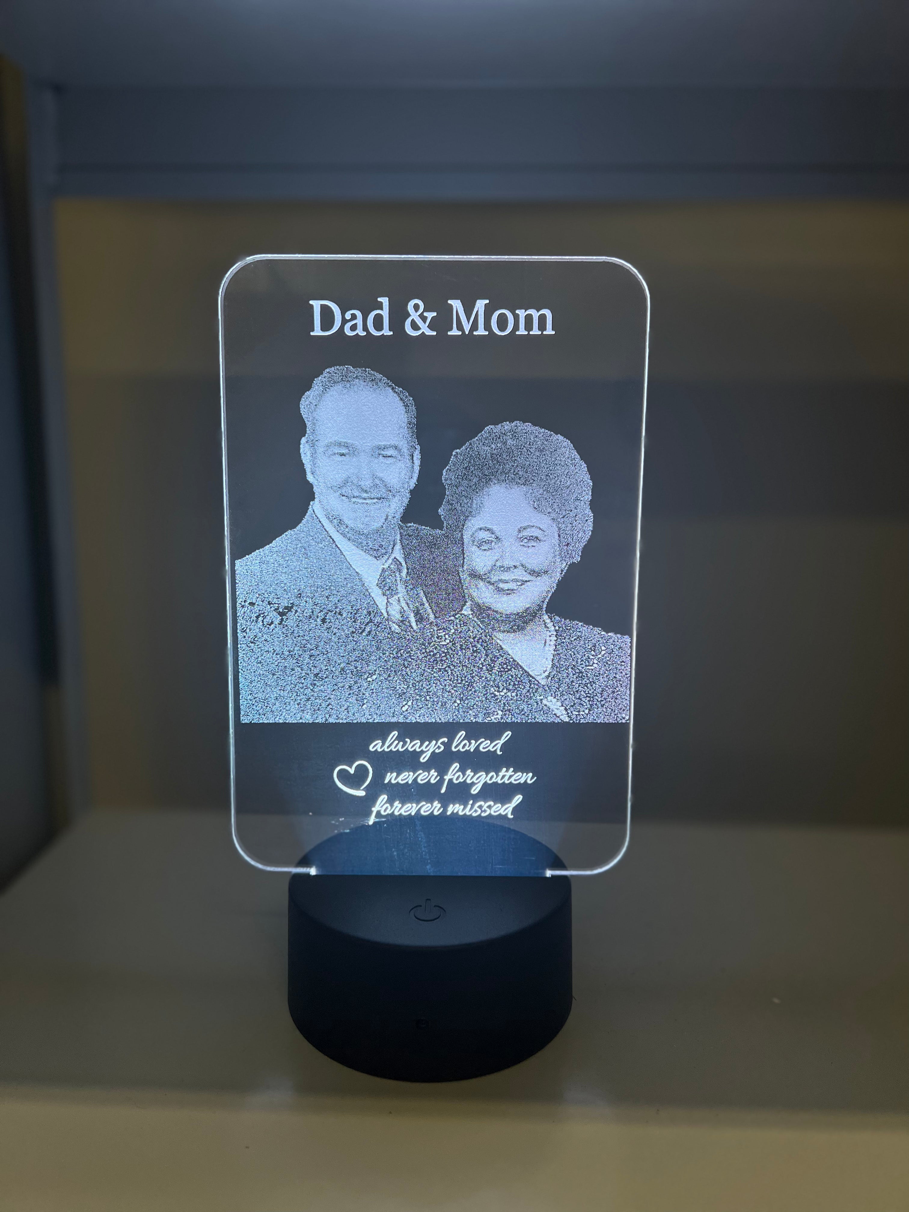 Custom Engraved Photo Memorial - Acrylic LED Light Base