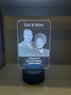 Custom Engraved Photo Memorial - Acrylic LED Light Base