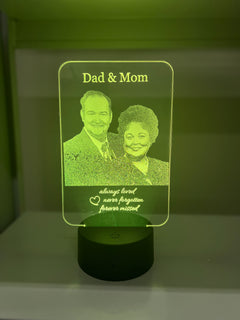 Engraved Photo Memorial with LED light base