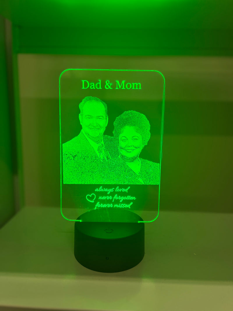 Engraved Photo Memorial with LED light base