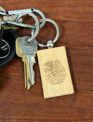 Engraved Fingerprint Keychain, Wood keychain, Memorial keepsake, Custom memorial